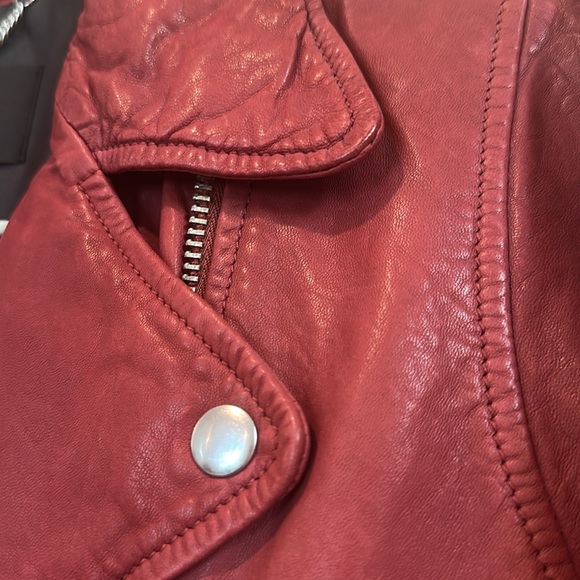 J.Crew Collection Red Washed Genuine Leather Moto Motorcycle Jacket M - Picture 11 of 12